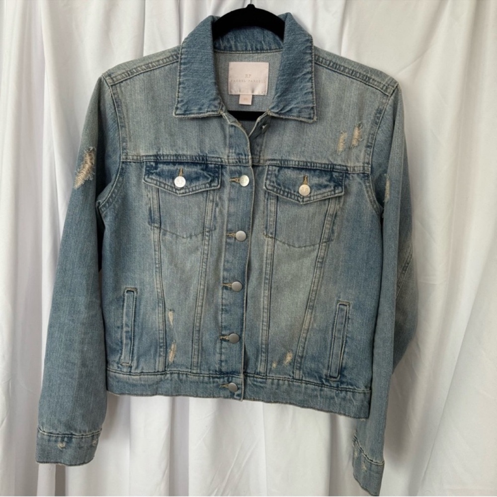 Rachel Parcell Light Wash Distressed Jean Jacket Size XS - Picture 2 of 8